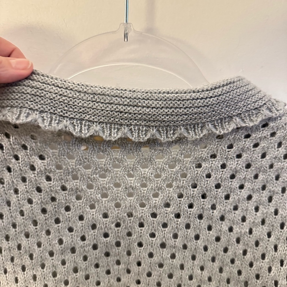 Y2K VINTAGE LIZETTE COLLECTION scallop collar crop grey woman acrylic sweater L - Picture 11 of 12